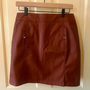 Ann Taylor LOFT rust orange red vegan leather mini skirt fully lined 6